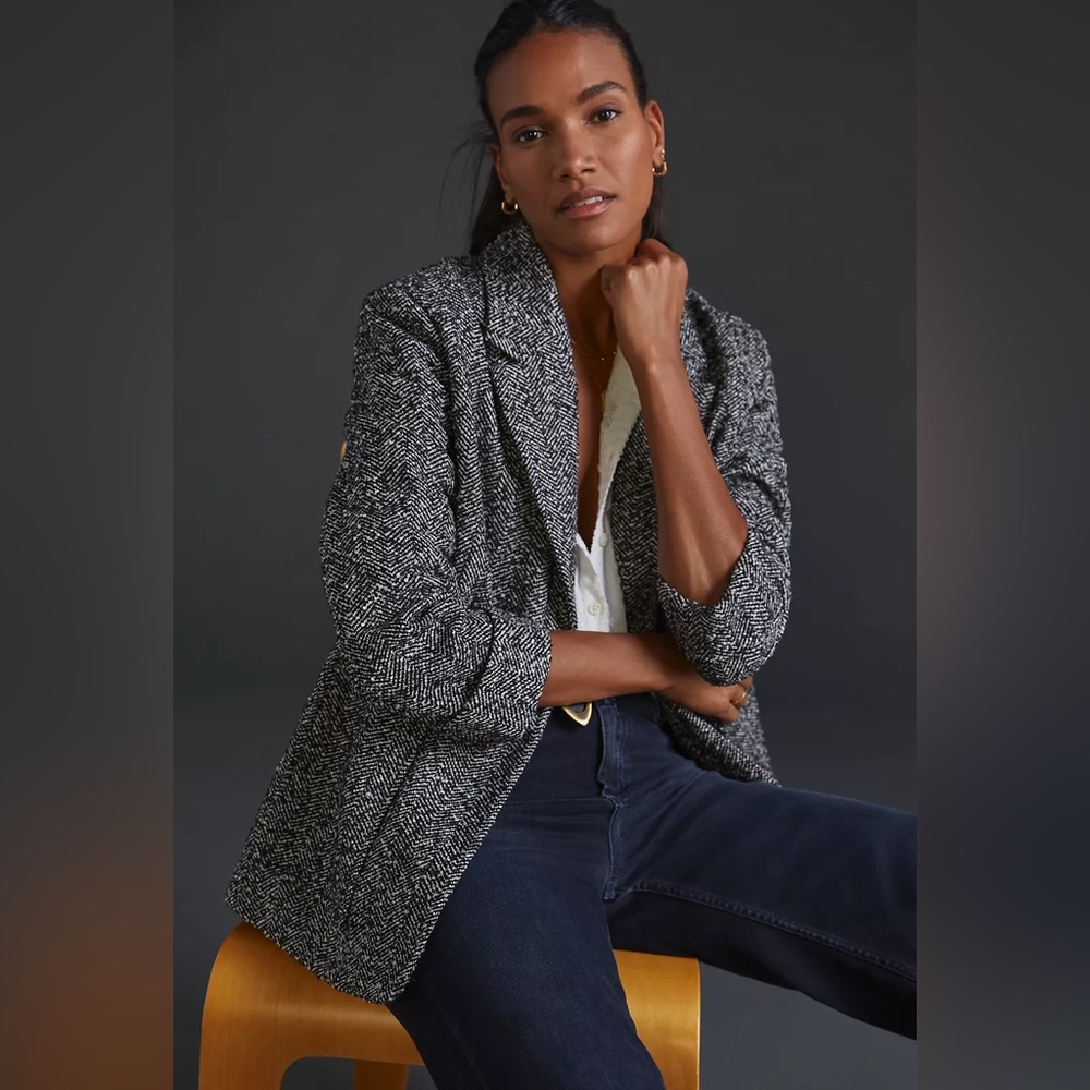 Anthropologie NWT Avec Les Filles Herringbone Blazer XL